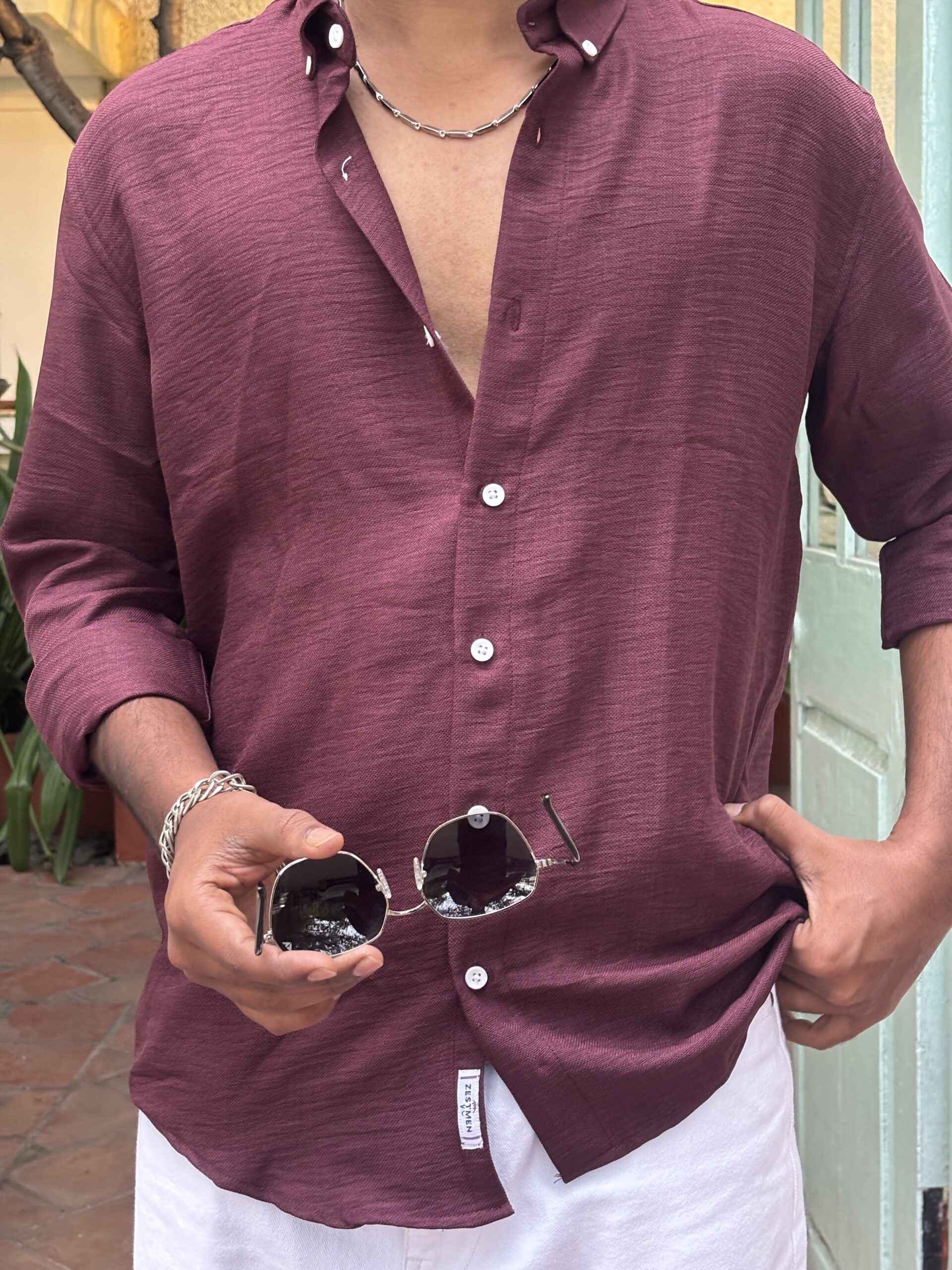 Crushed Linen - Maroon