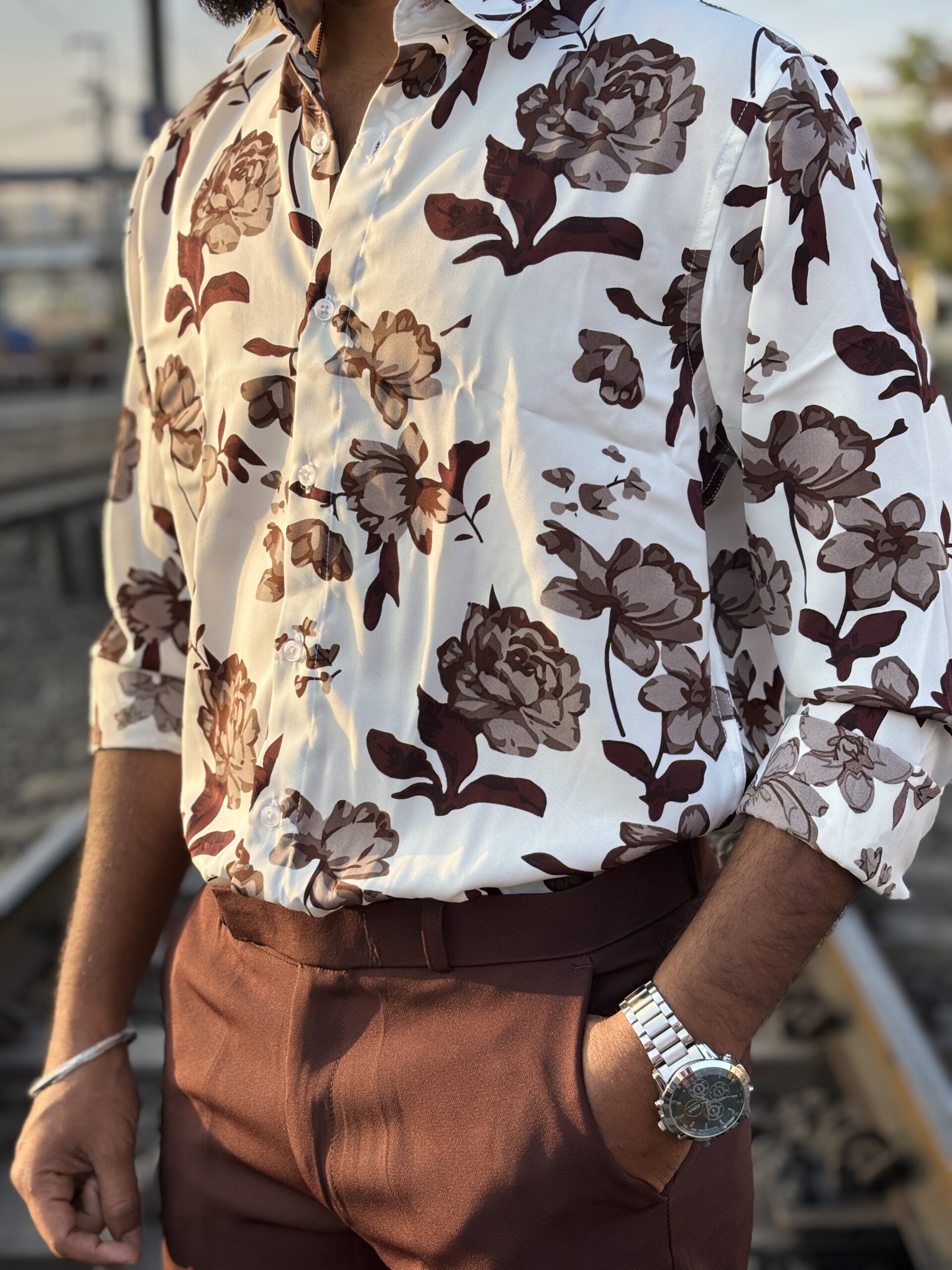 Printed Viscose Shirt - White
