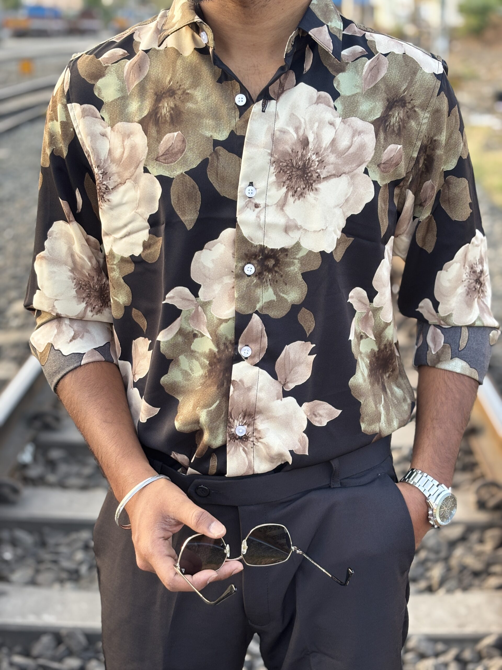 Printed Viscose Shirt - Black